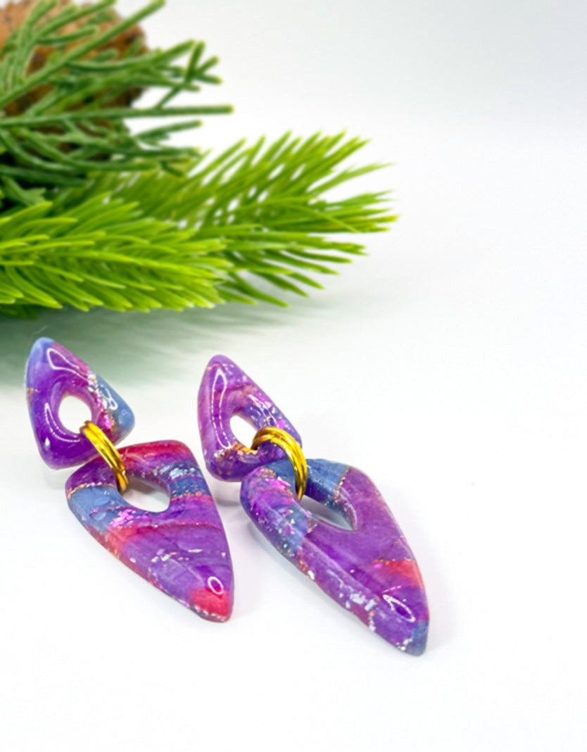 Aurora Prism Drop Earrings — handmade polymer clay earrings by Klayo Studios
