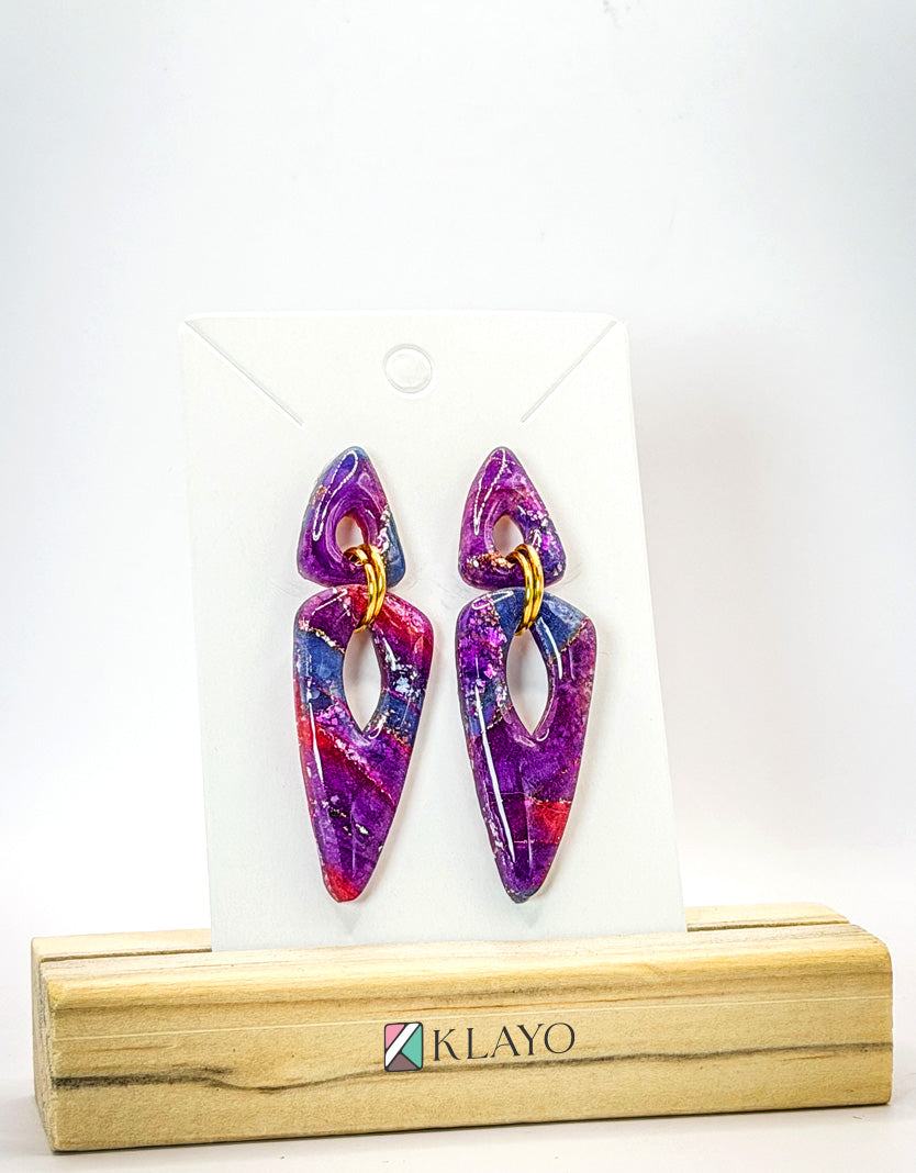Aurora Prism Drop Earrings — handmade polymer clay earrings by Klayo Studios