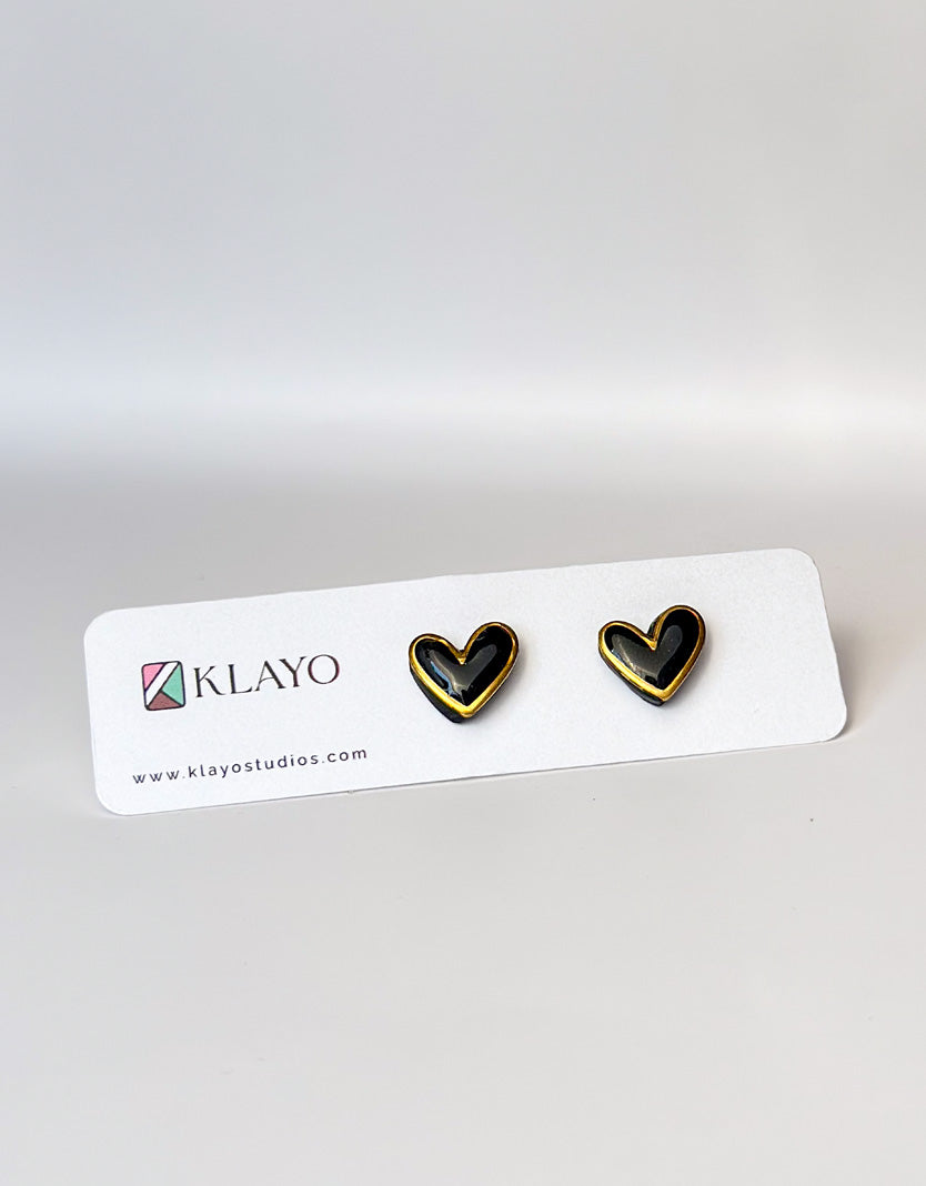 Midnight Heart Studs