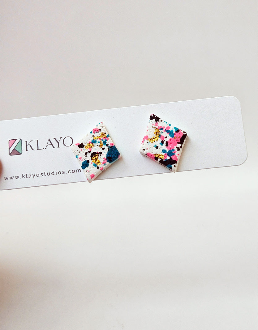 Terrazzo Square Stud Earrings