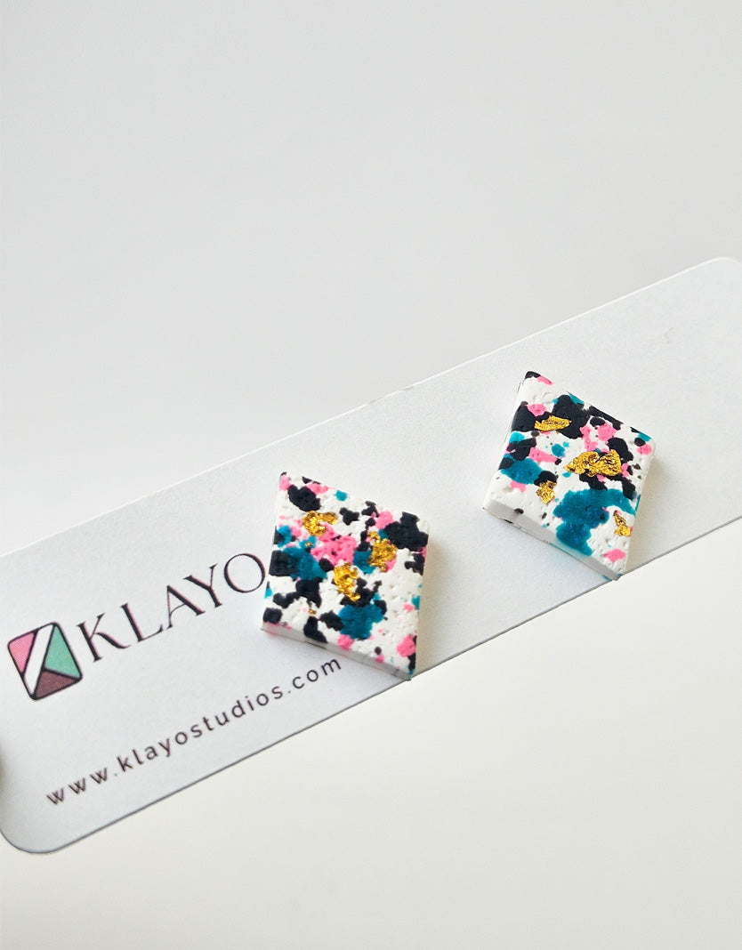 Terrazzo Square Stud Earrings