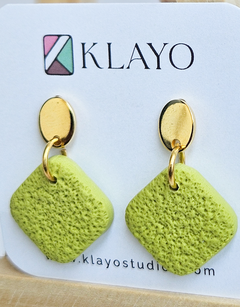 Lime Luxe Textured Stud Earrings
