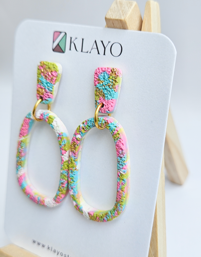 Confetti Oval Statement Earrings