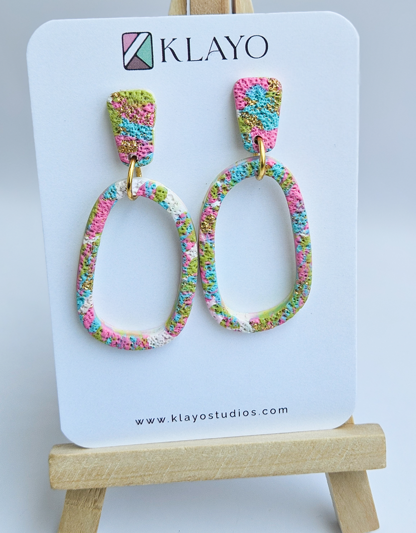 Confetti Oval Statement Earrings