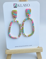 Confetti Oval Statement Earrings