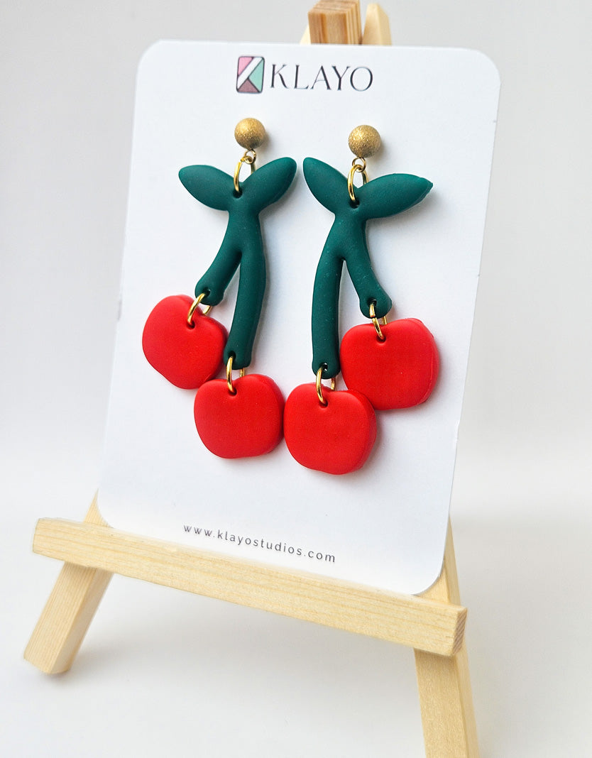 Cherry Drop Statement Earrings