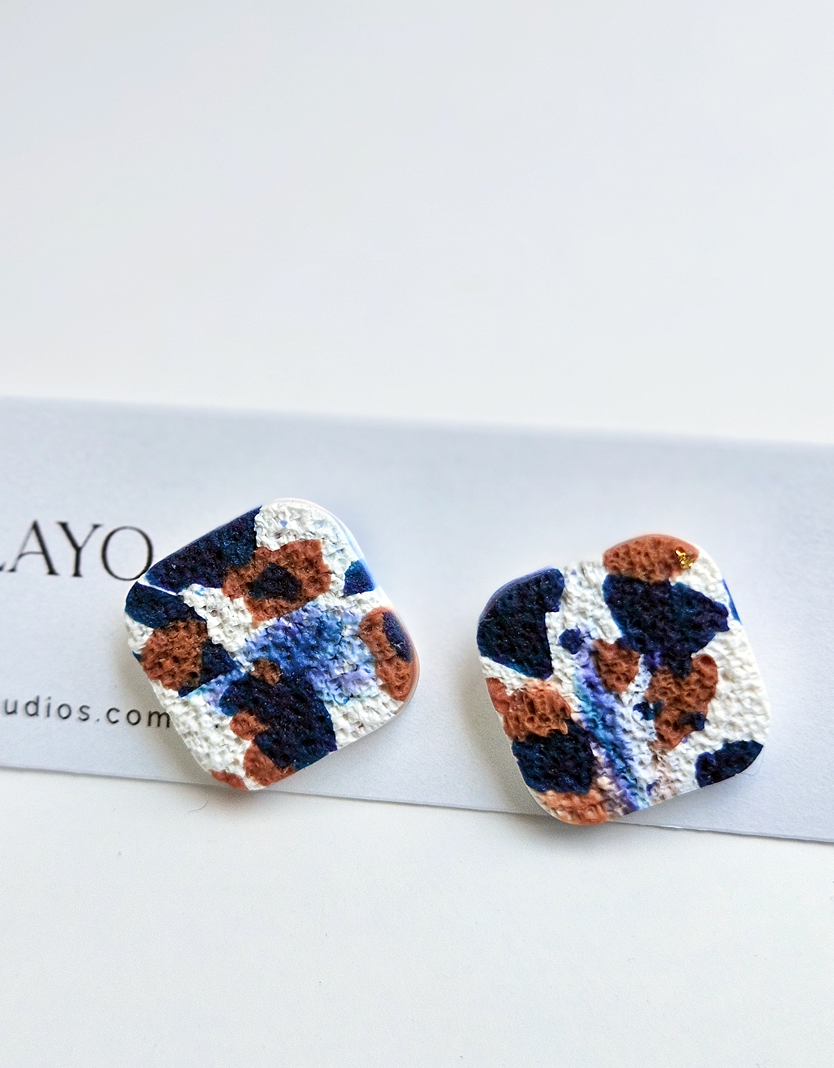 Terra Mosaic Square Stud Earrings