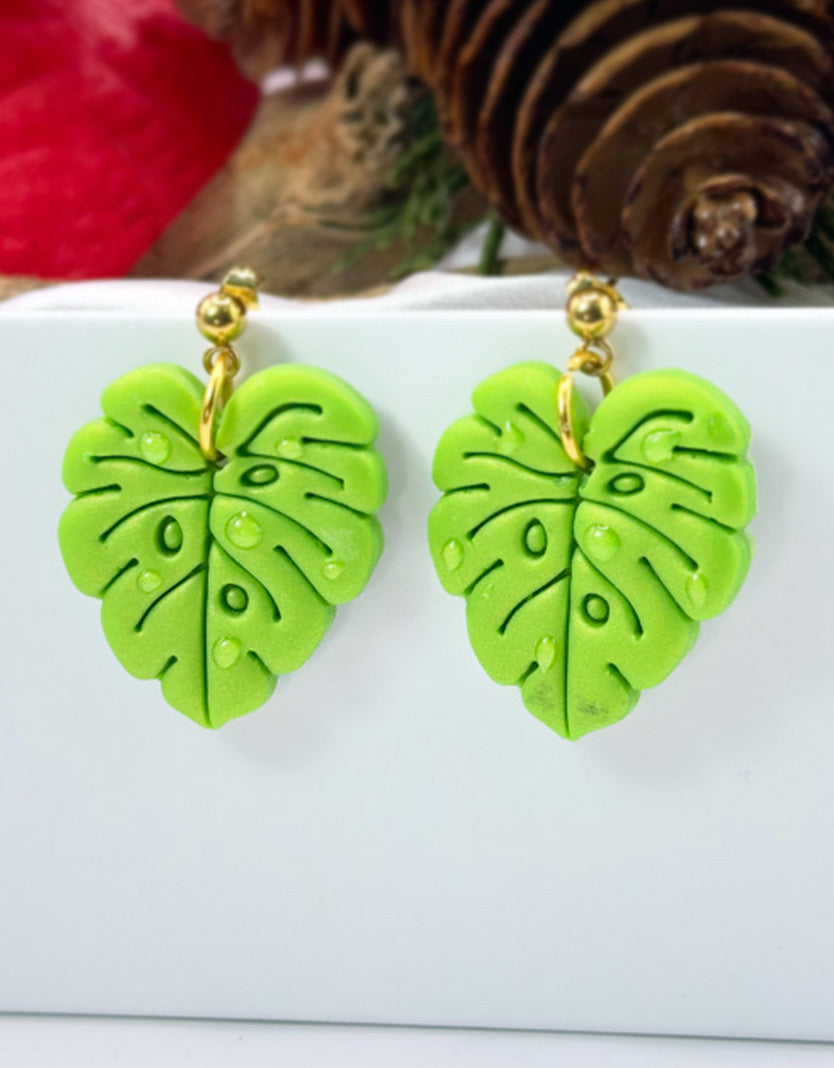 Dewdrop Monstera Statement Earrings