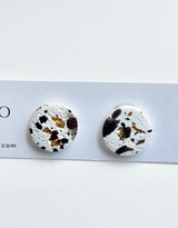 Ivory Terrazzo Gold Stud Earrings