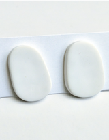 Classic White Pebble Stud Earrings
