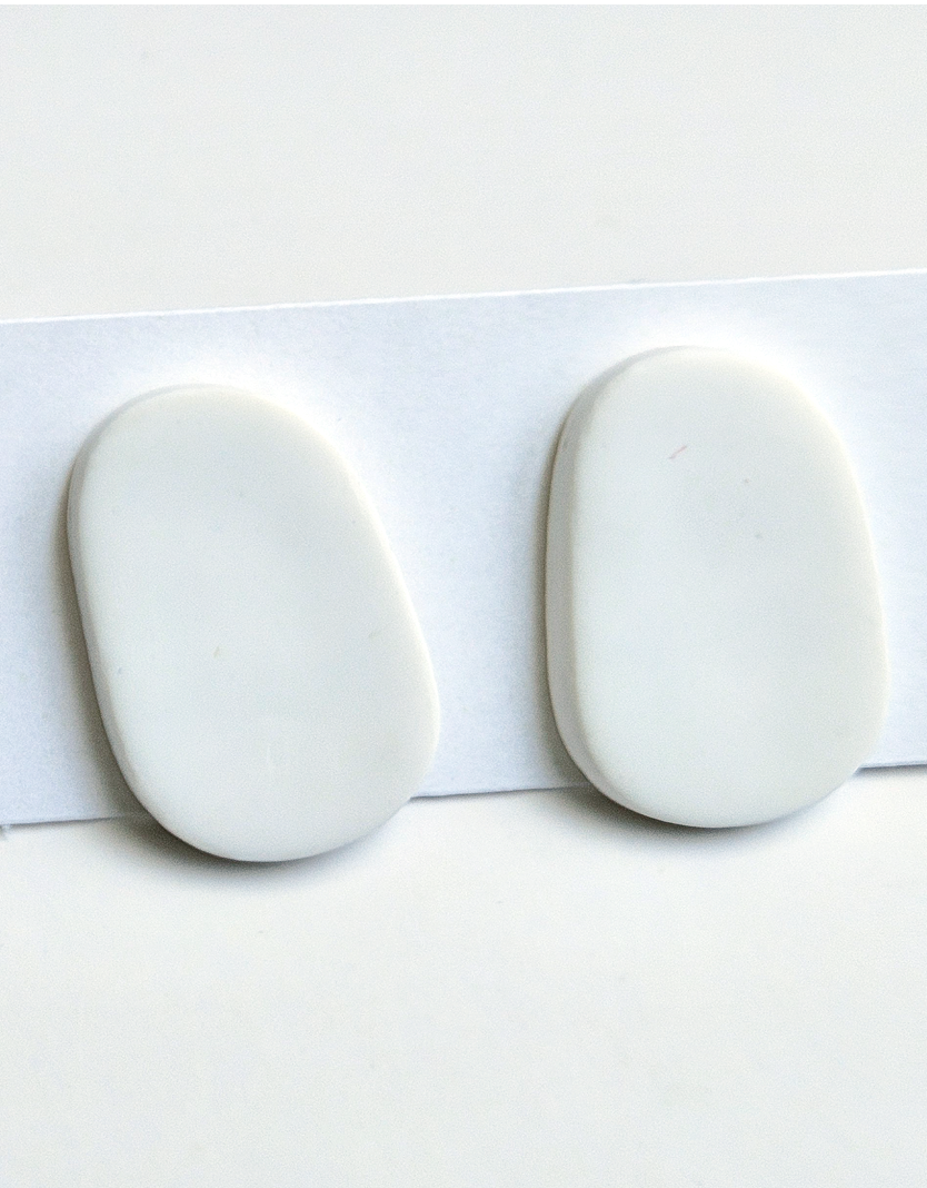 Classic White Pebble Stud Earrings