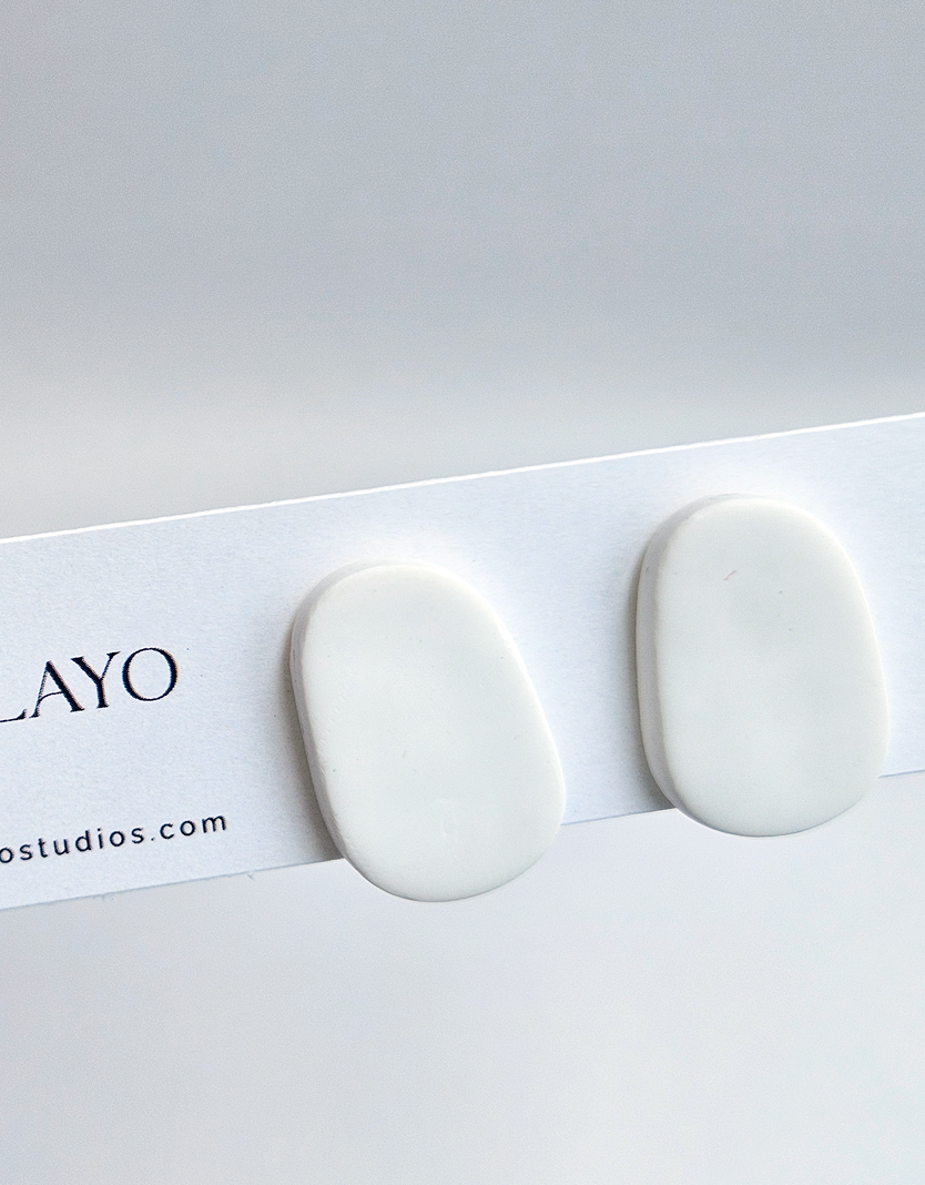 Classic White Pebble Stud Earrings