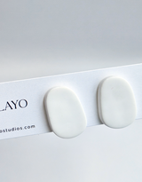 Classic White Pebble Stud Earrings