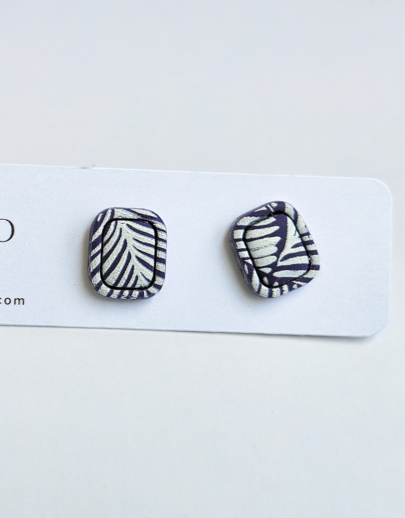 Lavender Leaf Impression Stud Earrings
