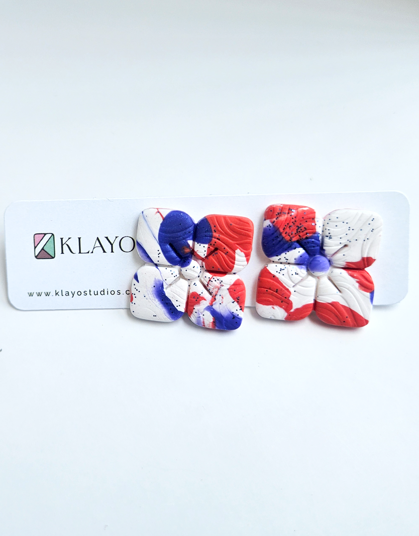 Patriotic Bloom Statement Stud Earrings