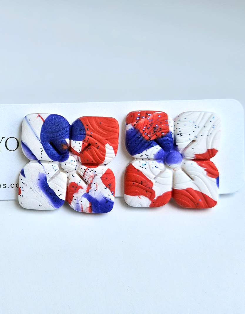 Patriotic Bloom Statement Stud Earrings