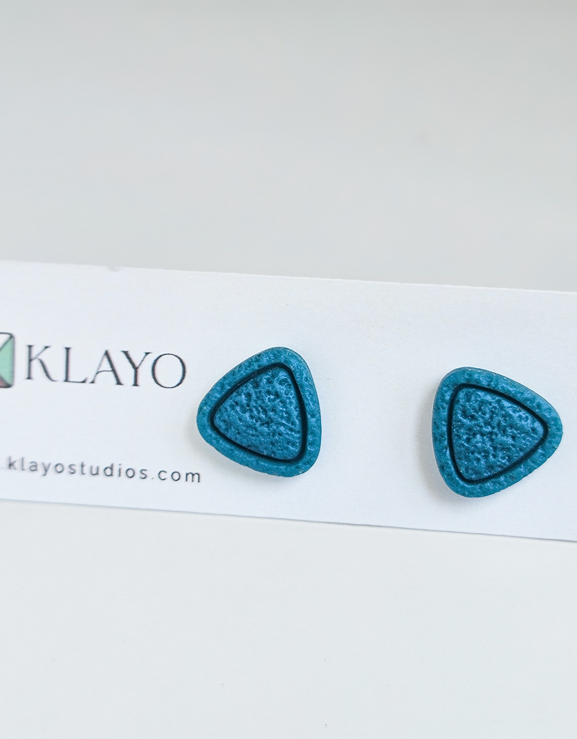 Ocean Teal Triangle Stud Earrings