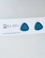 Ocean Teal Triangle Stud Earrings