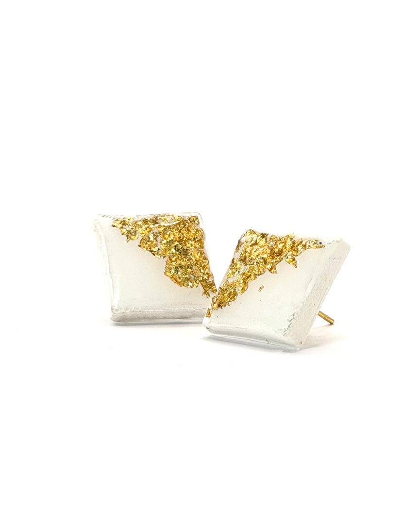 Ivory Gold Leaf Studs