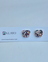 Confetti Terrazzo Square Stud Earrings