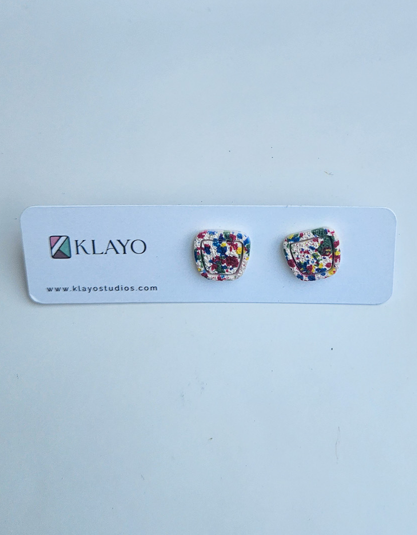 Confetti Terrazzo Square Stud Earrings