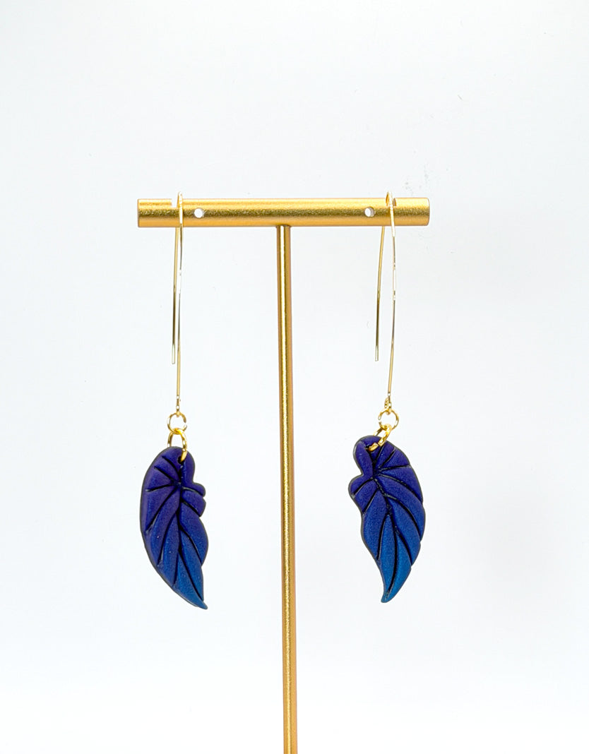 Indigo Leaf Drop Earrings