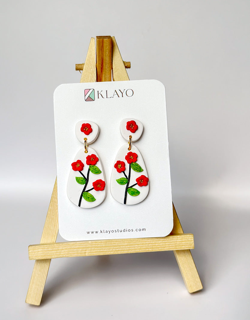 Scarlet Blossom Drop Earrings