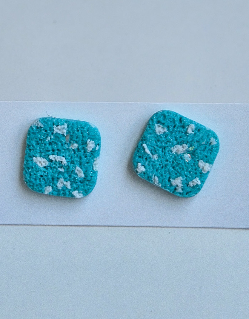 Ocean Mist Square Stud Earrings