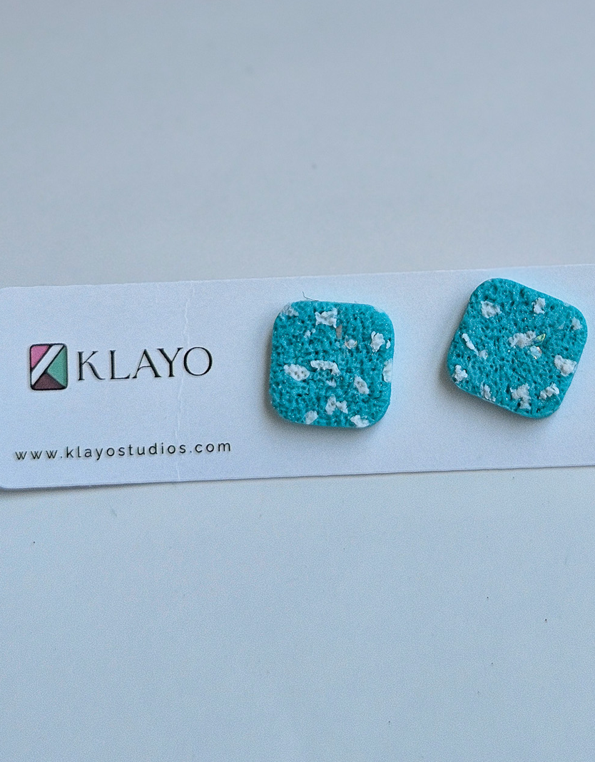 Ocean Mist Square Stud Earrings