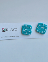 Ocean Mist Square Stud Earrings