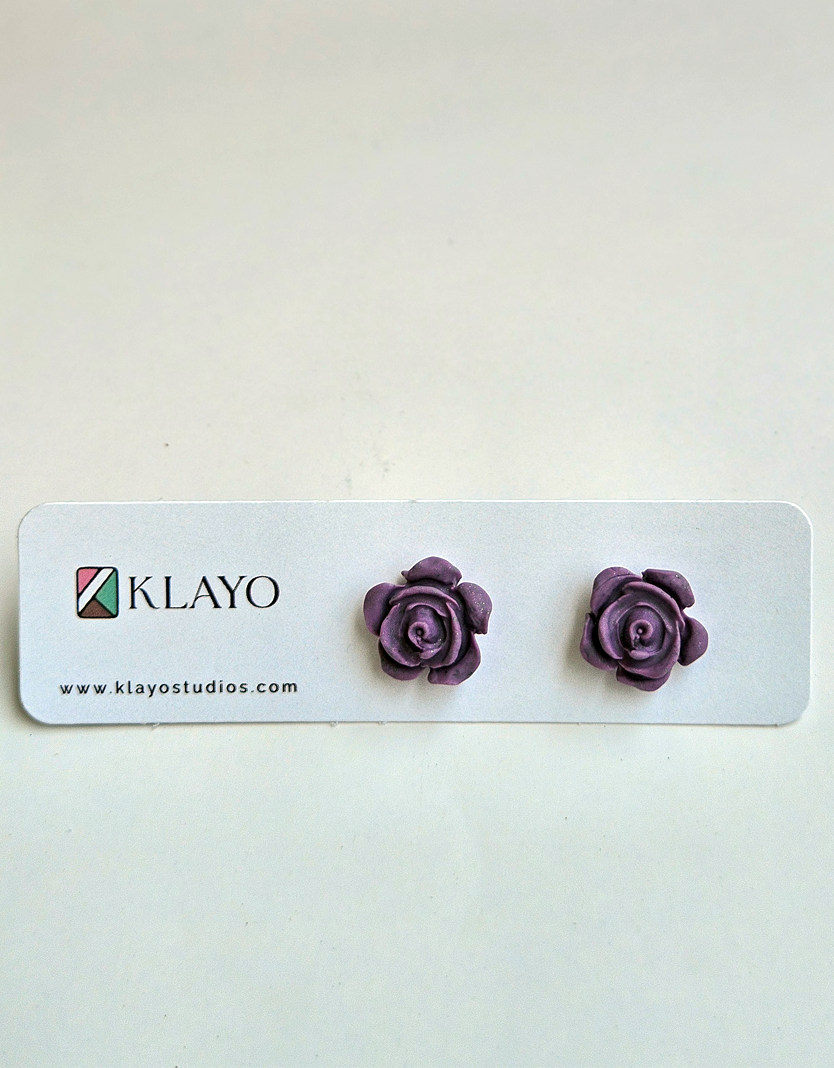 Lavender Rose Stud Earrings