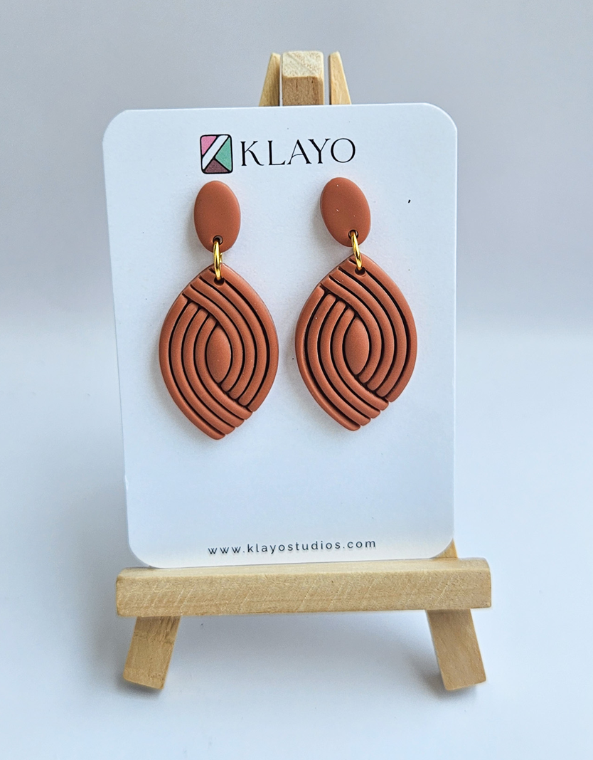 Terracotta Ripple Leaf Earrings