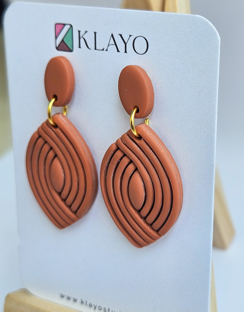 Terracotta Ripple Leaf Earrings