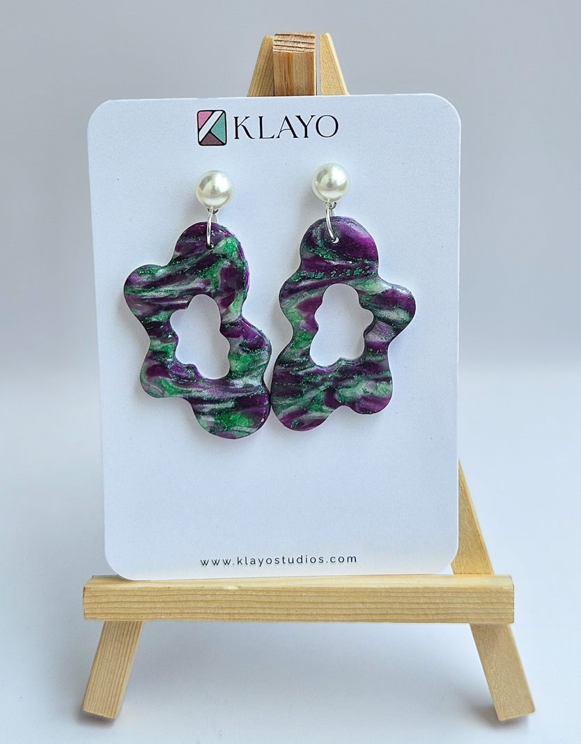 Moonlit Marble Bloom Earrings