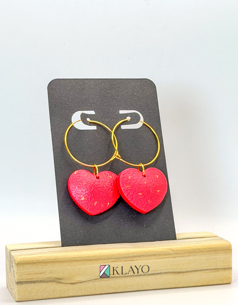 Blush Heart Hoop Earrings