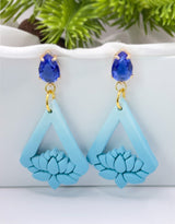 Azure Lotus Luxe Statement Earrings