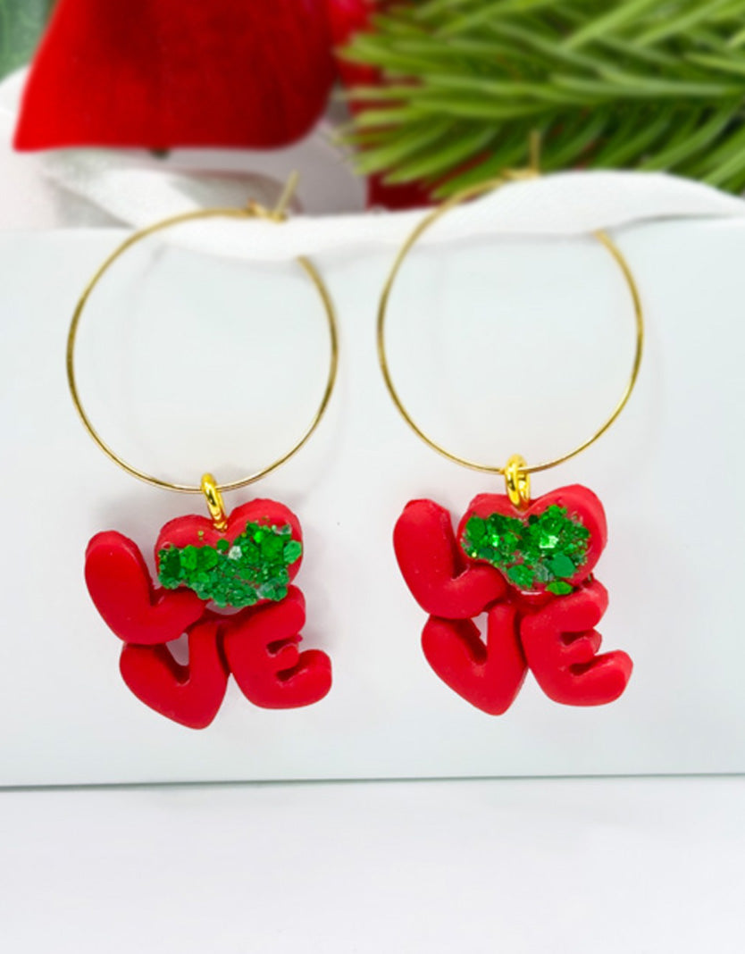 Festive Love Hoop Earrings