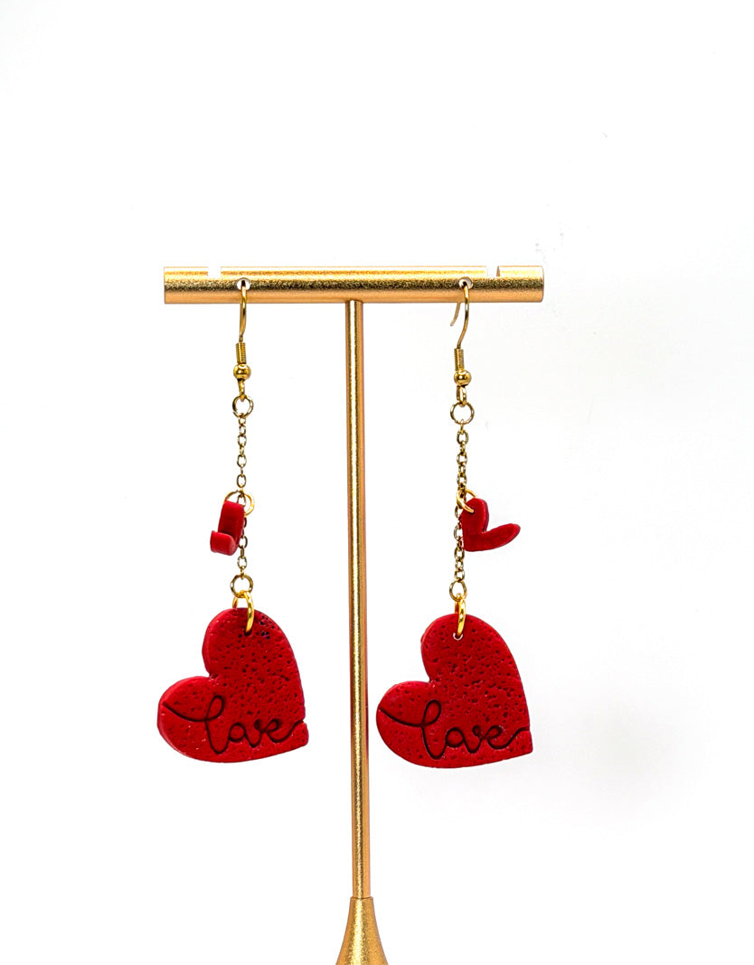 Scarlet Love Script Chain Earrings