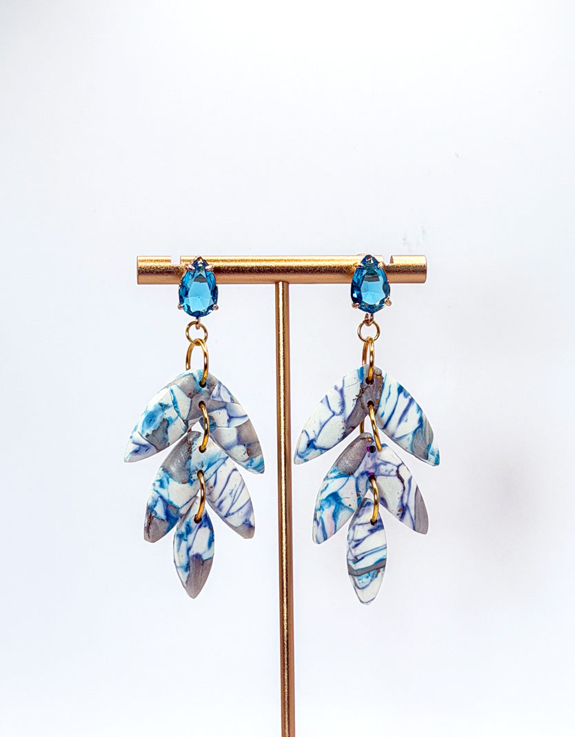 Ocean Marble Cascade Statement Earrings