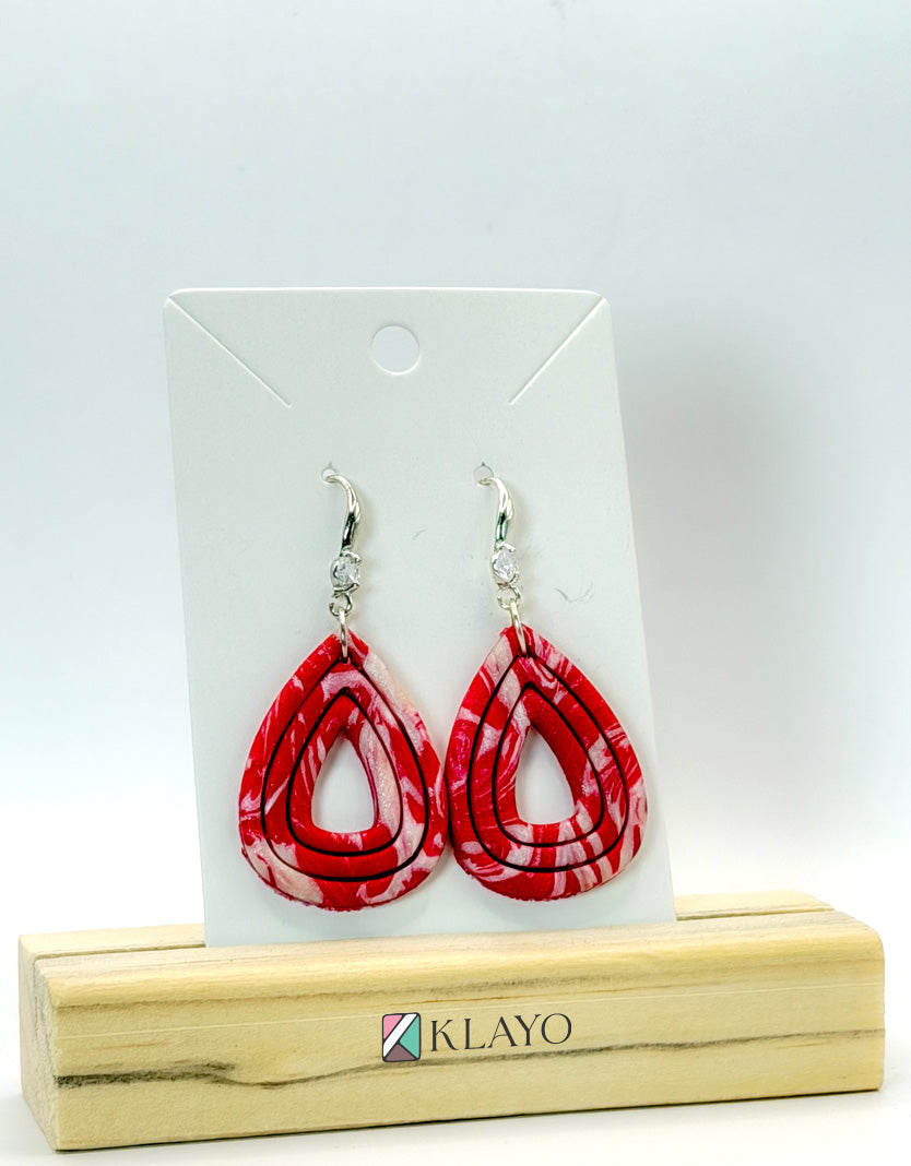 Crimson Marble Teardrop Luxe Earrings
