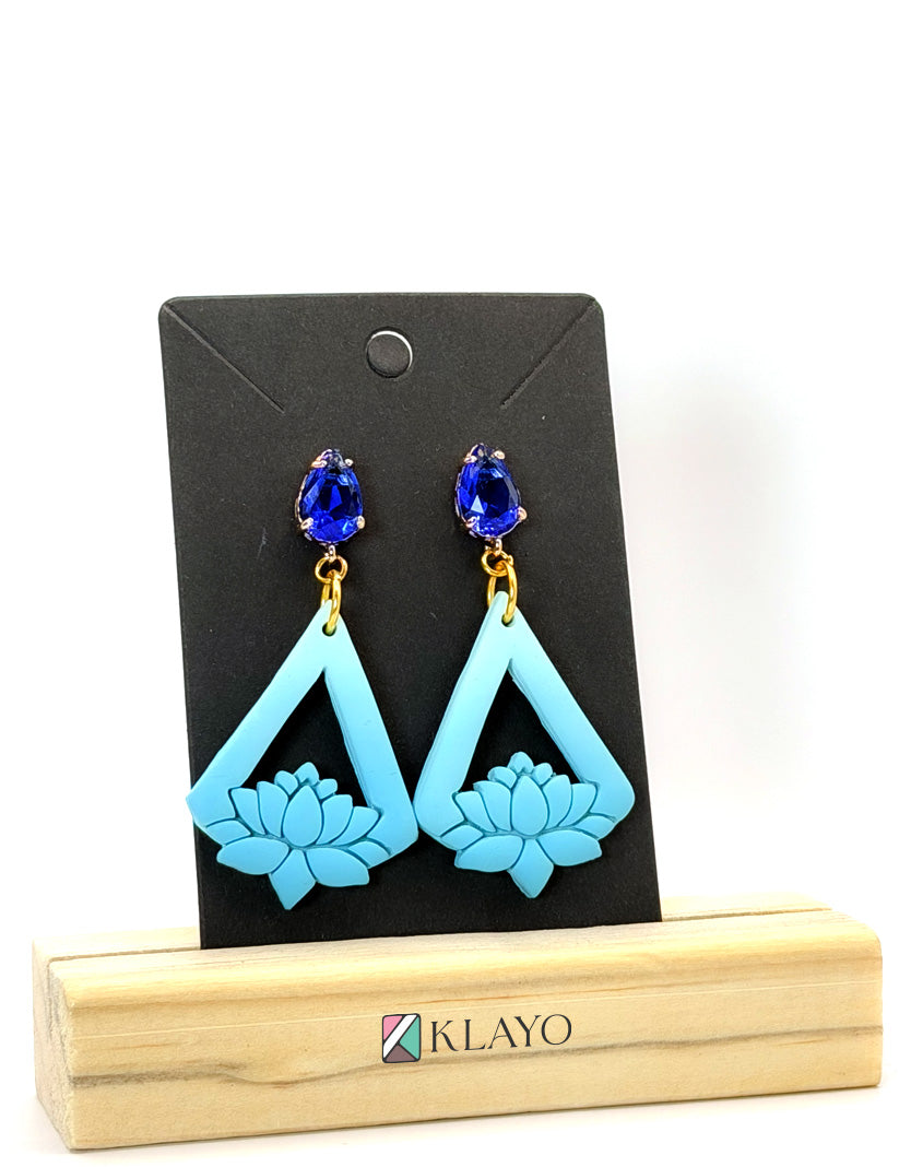 Azure Lotus Luxe Statement Earrings