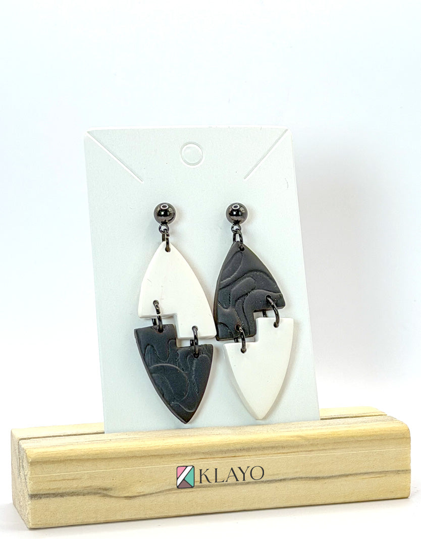 Monochrome Edge Statement Earrings